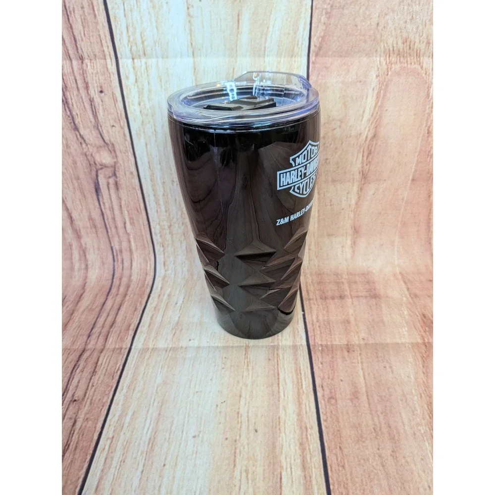 Harley-Davidson Z&M Black Geometric 16oz Travel Tumbler Cup with Lid